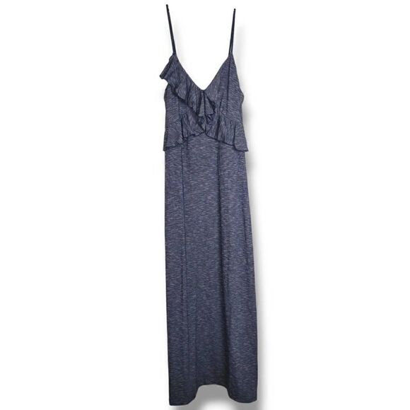 Max Studio Tshirt Maxi Dress‎ Navy White VNeck Spaghetti Straps Sz S - Picture 1 of 10